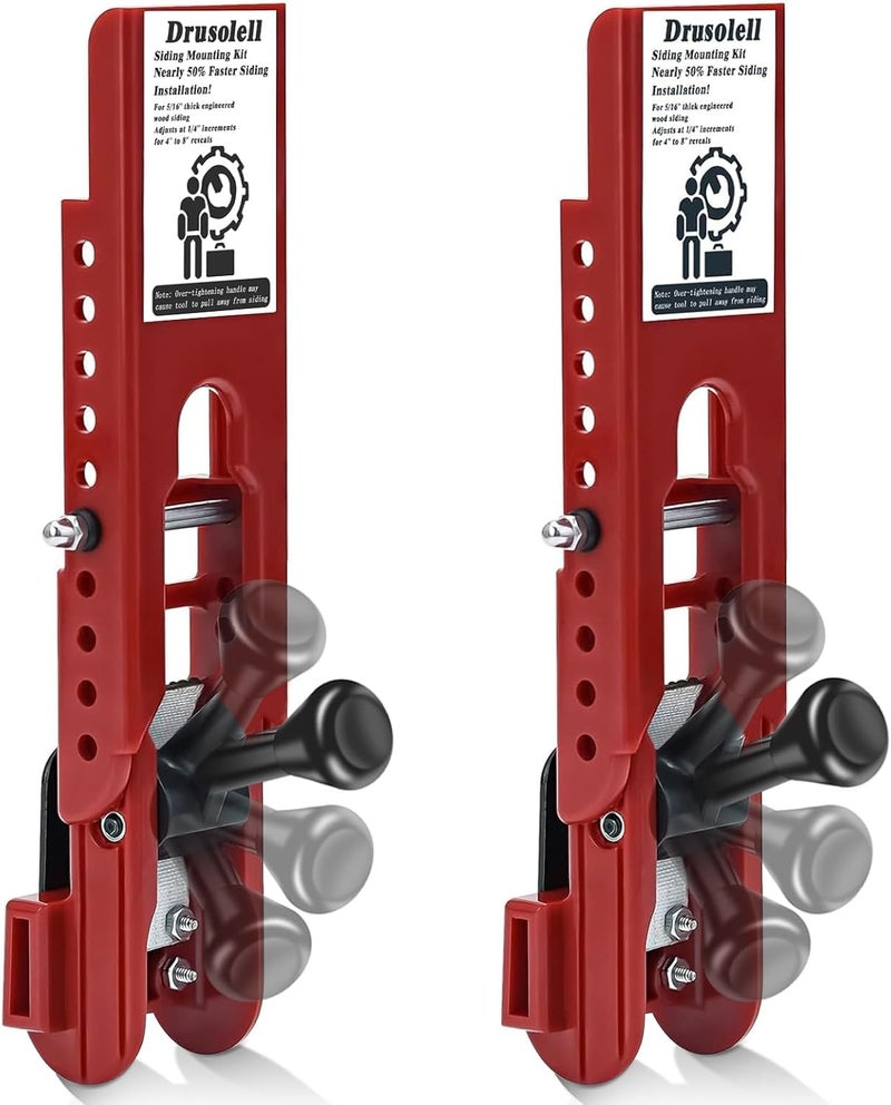 Drusolell Siding Installation Tools, Siding Mounting Kit with Adjustable Reveals, Lap Siding Gauge Made of Polycarbonate Body (Red, 5/16 Inch) - Image 1